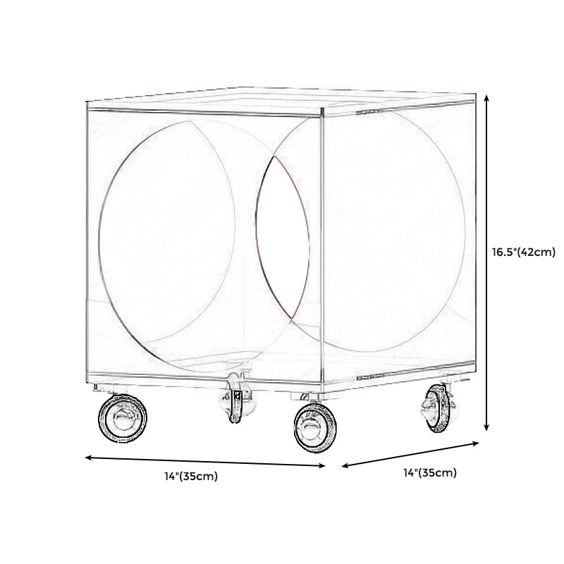 Square Acrylic Side Table 13.78" W x 13.78" H End Table with Storage
