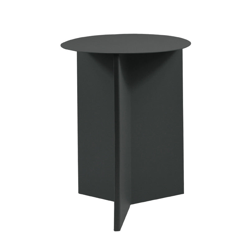 Contemporary Metallic Round Side Table Pedestal Living Room End Table