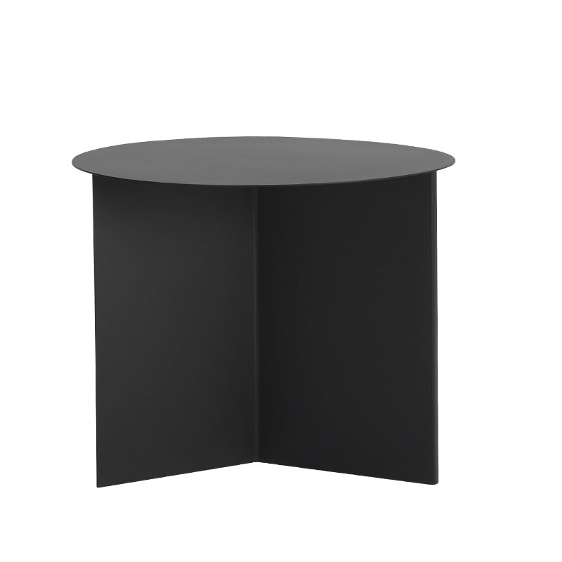 Contemporary Metallic Round Side Table Pedestal Living Room End Table