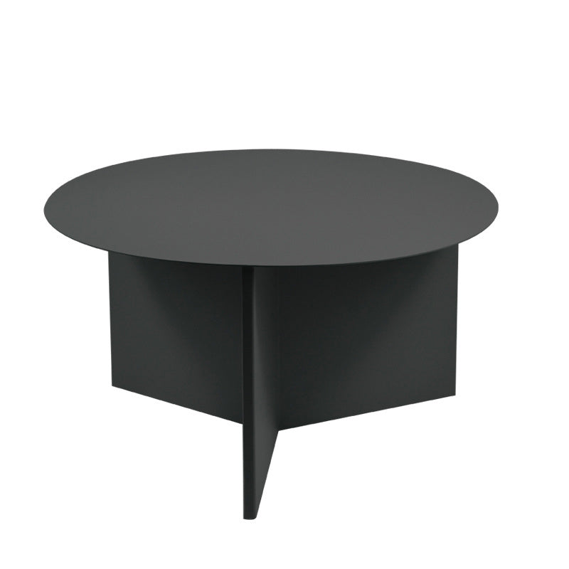 Contemporary Metallic Round Side Table Pedestal Living Room End Table