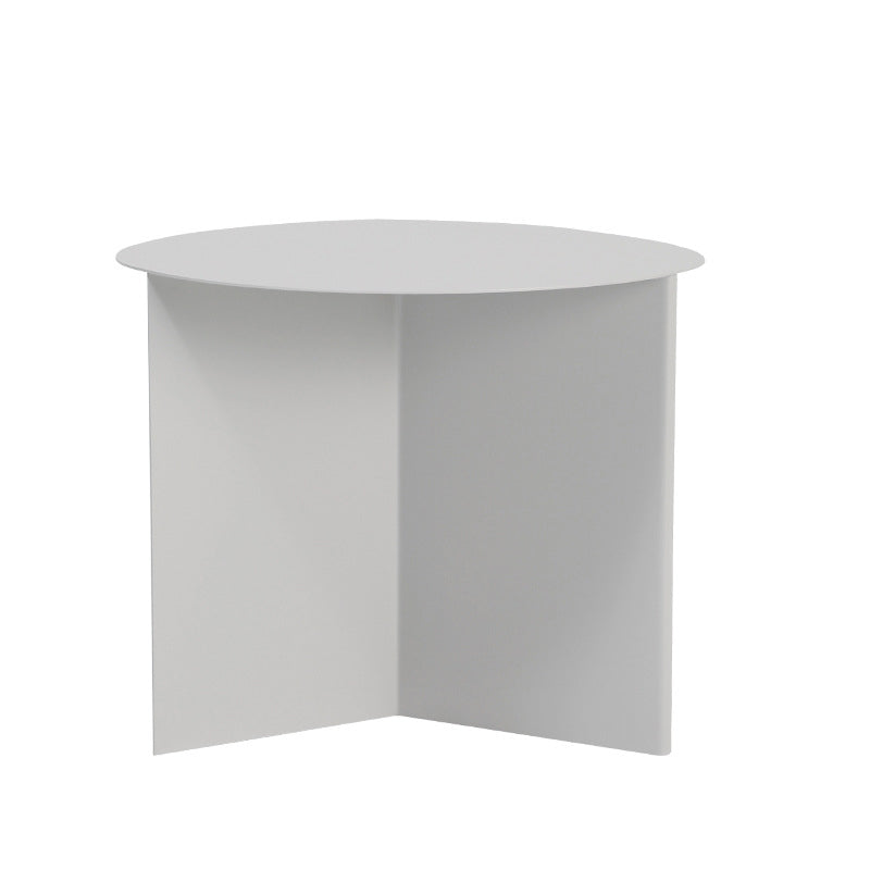 Contemporary Metallic Round Side Table Pedestal Living Room End Table