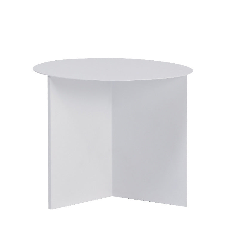 Contemporary Metallic Round Side Table Pedestal Living Room End Table
