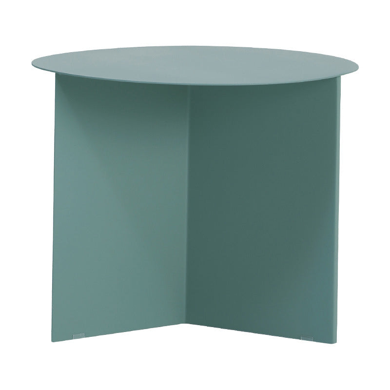 Contemporary Metallic Round Side Table Pedestal Living Room End Table