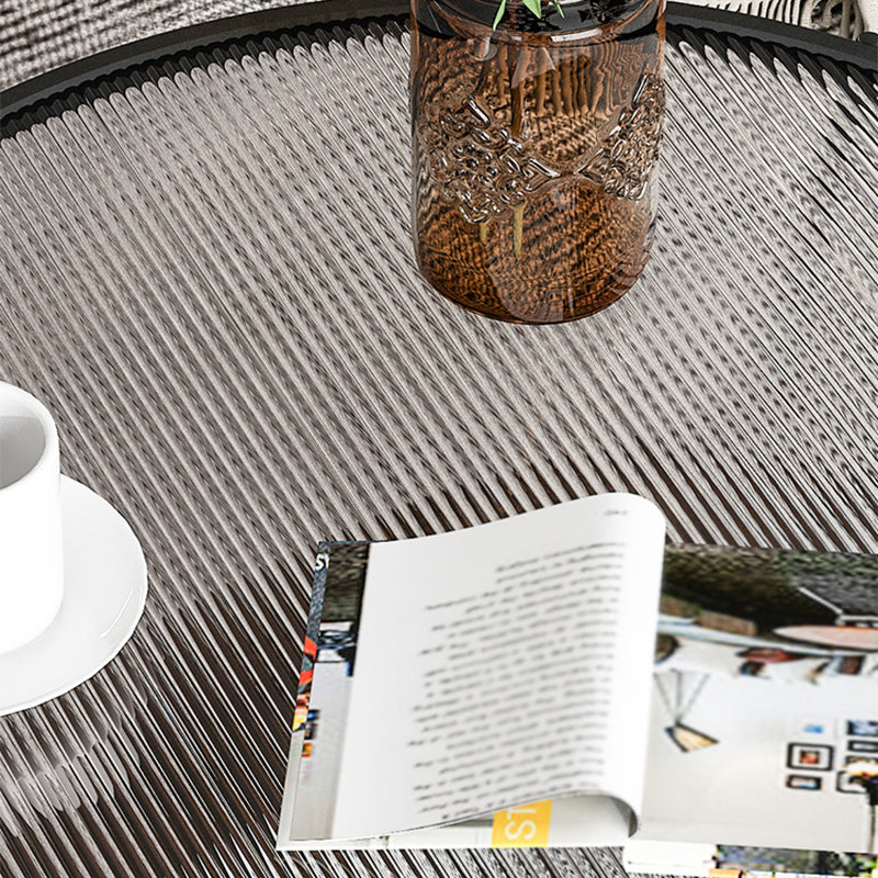 Round with Wood Accents Coffee Table Nordic Clear Glass Top Cocktail Table