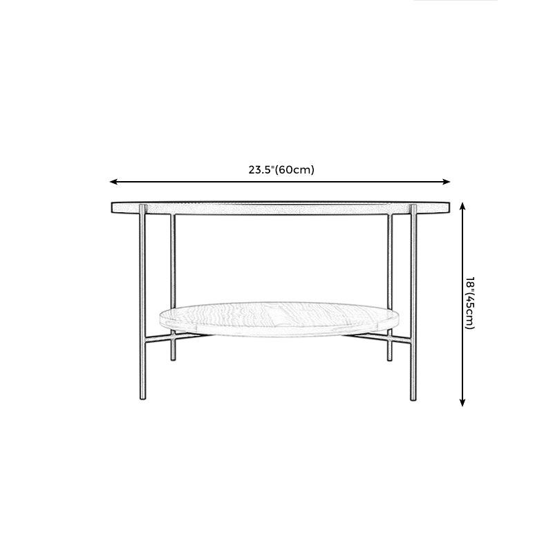 Round with Wood Accents Coffee Table Nordic Clear Glass Top Cocktail Table