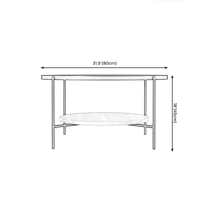 Round with Wood Accents Coffee Table Nordic Clear Glass Top Cocktail Table
