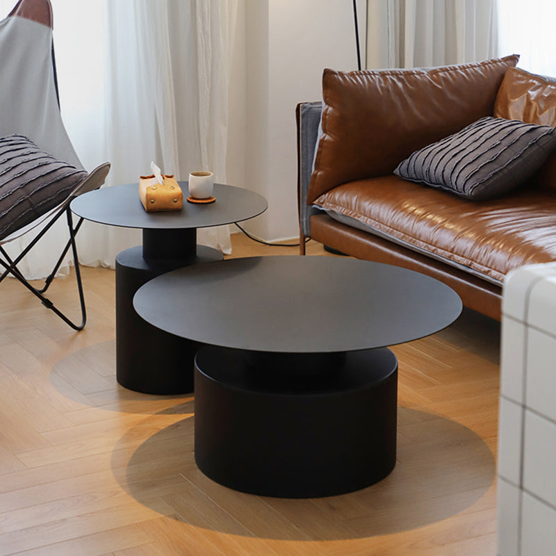 Pedestal Metal Coffee Table Contemporary Cocktail Table in Black/White