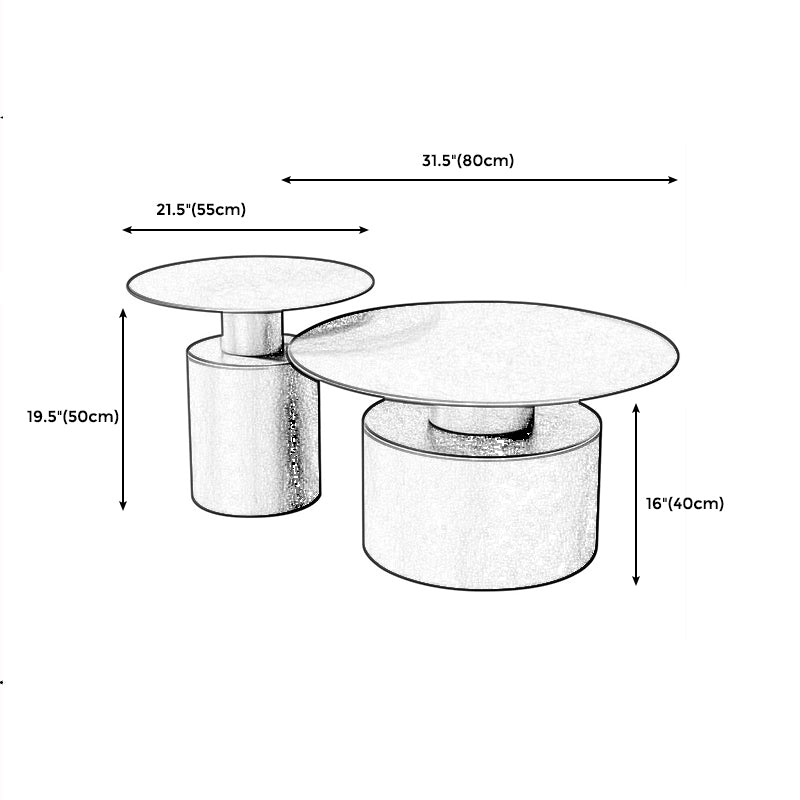 Pedestal Metal Coffee Table Contemporary Cocktail Table in Black/White