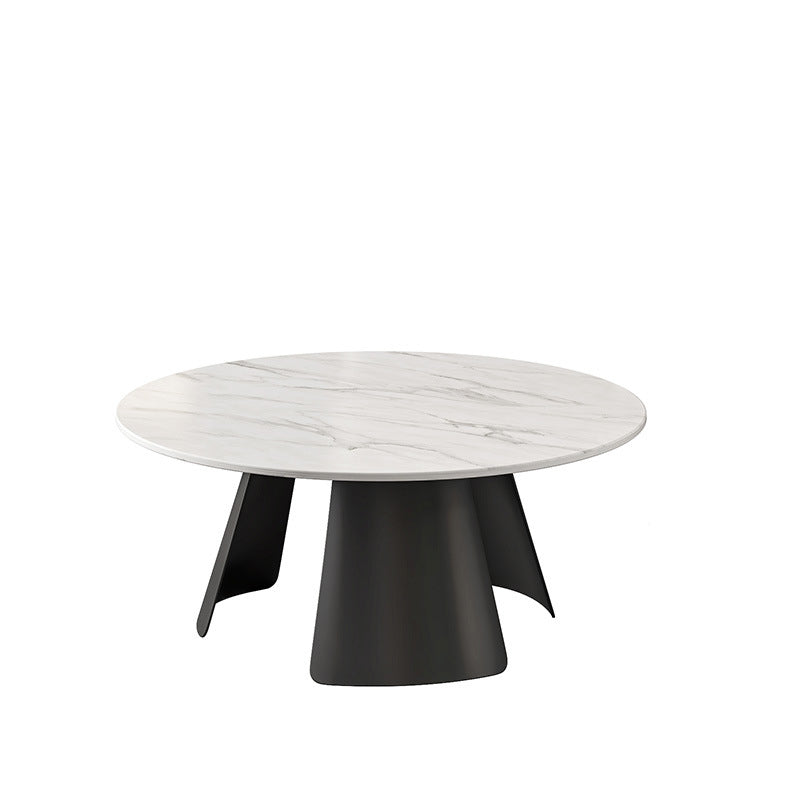 Pedestal Coffee Table Contemporary Round Cocktail Table in Black/White