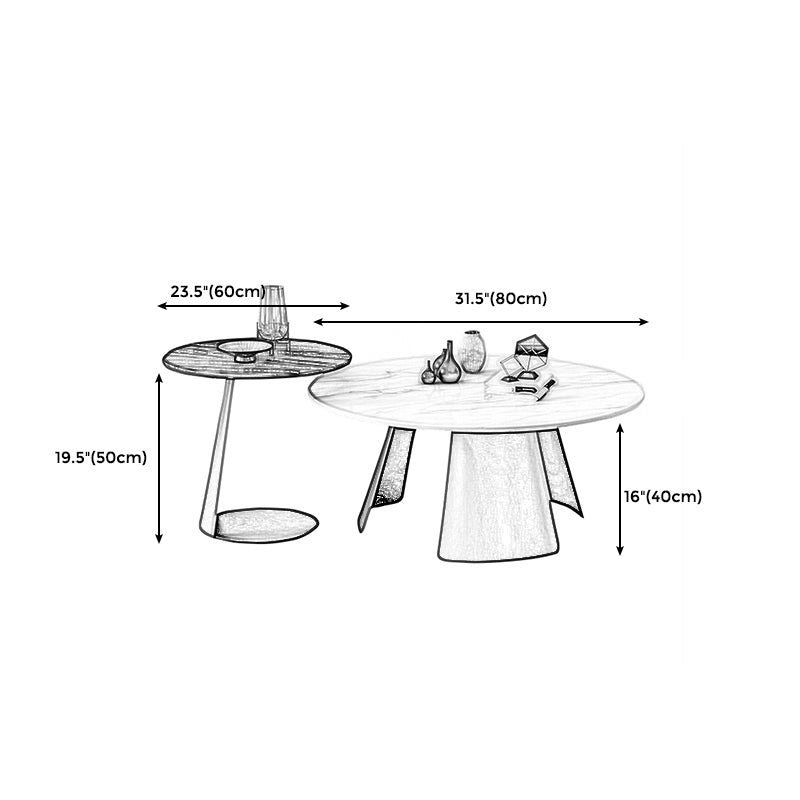 Pedestal Coffee Table Contemporary Round Cocktail Table in Black/White