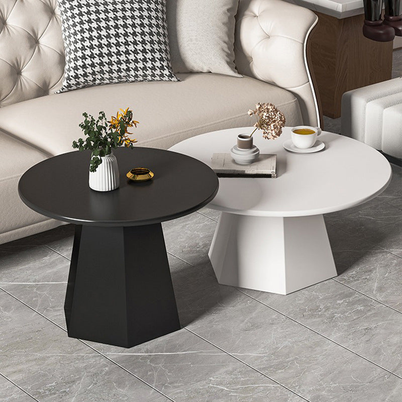 Modern Black/White Coffee Table Pedestal Marble Cocktail Table for Room