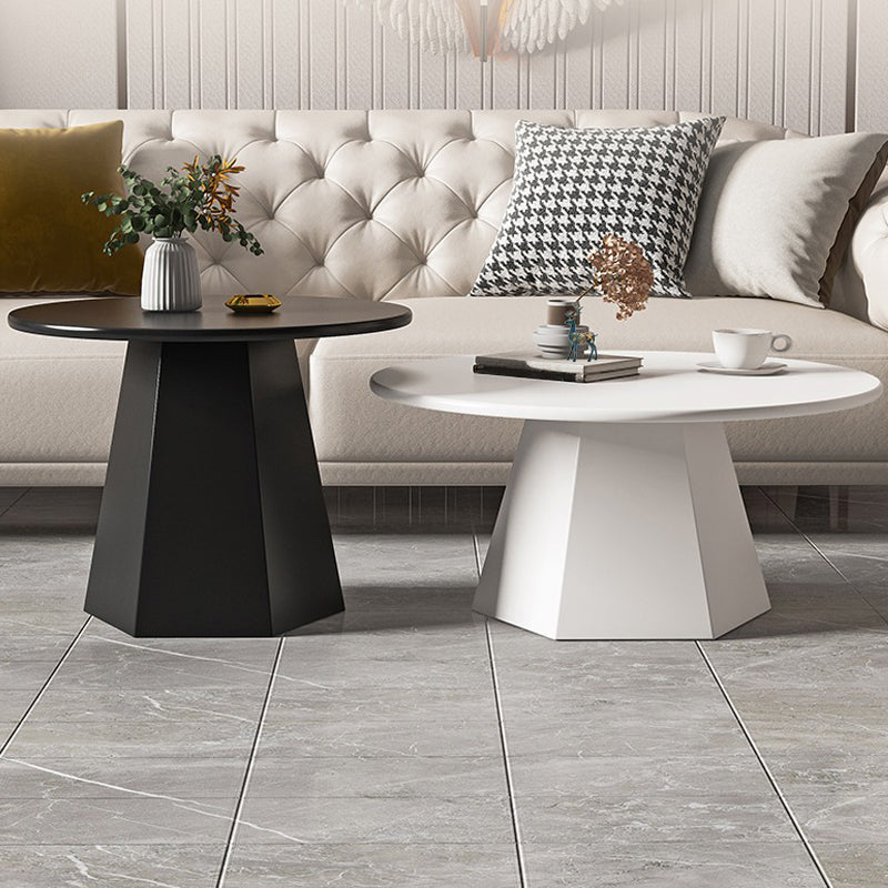 Modern Black/White Coffee Table Pedestal Marble Cocktail Table for Room