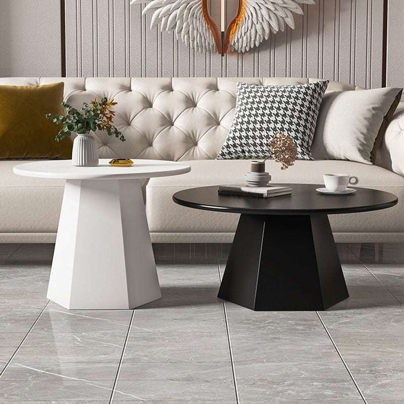 Modern Black/White Coffee Table Pedestal Marble Cocktail Table for Room