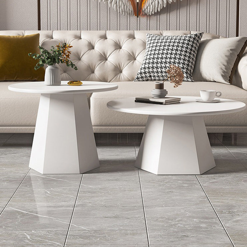 Modern Black/White Coffee Table Pedestal Marble Cocktail Table for Room