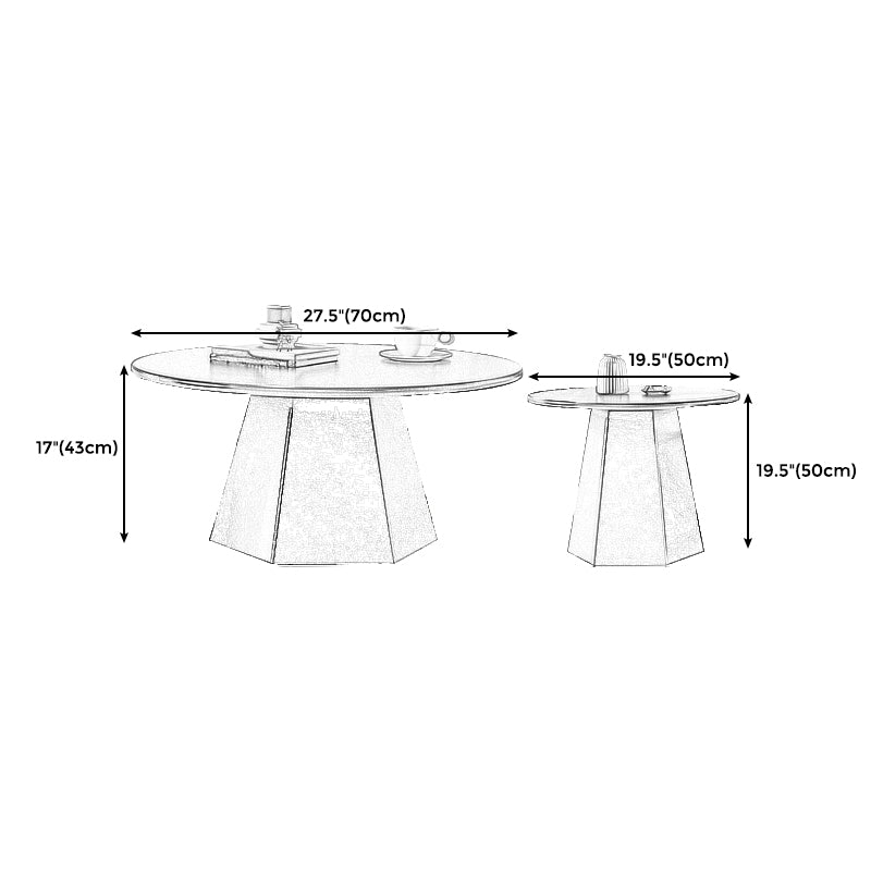 Modern Black/White Coffee Table Pedestal Marble Cocktail Table for Room