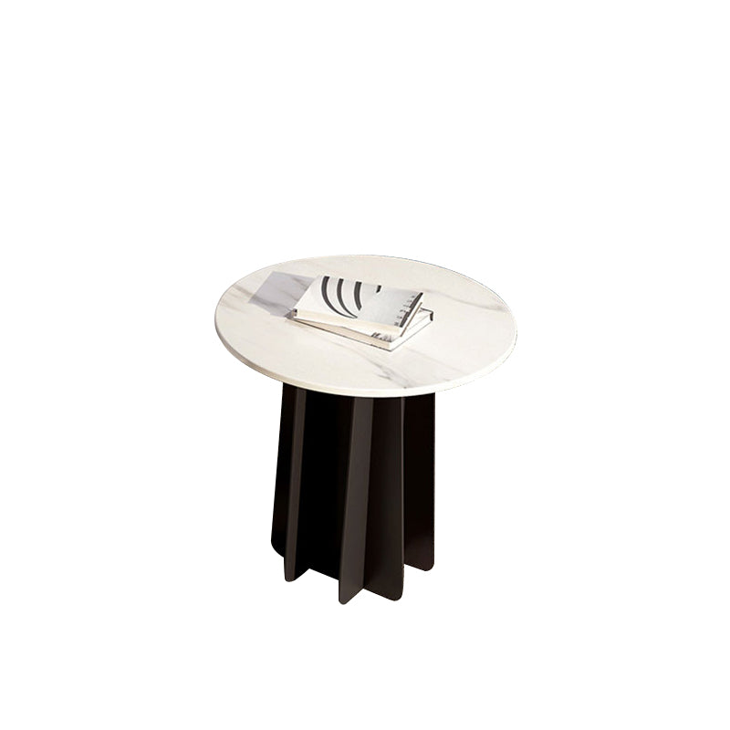 Pedestal Base Coffee Table Round Glass Cocktail Table in Black