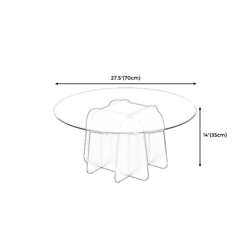 Pedestal Base Coffee Table Round Glass Cocktail Table in Black