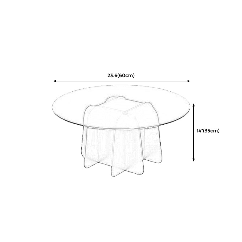 Pedestal Base Coffee Table Round Glass Cocktail Table in Black