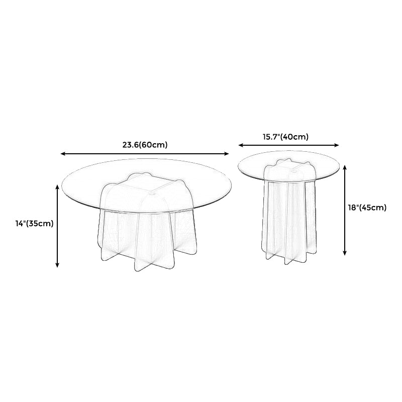 Pedestal Base Coffee Table Round Glass Cocktail Table in Black