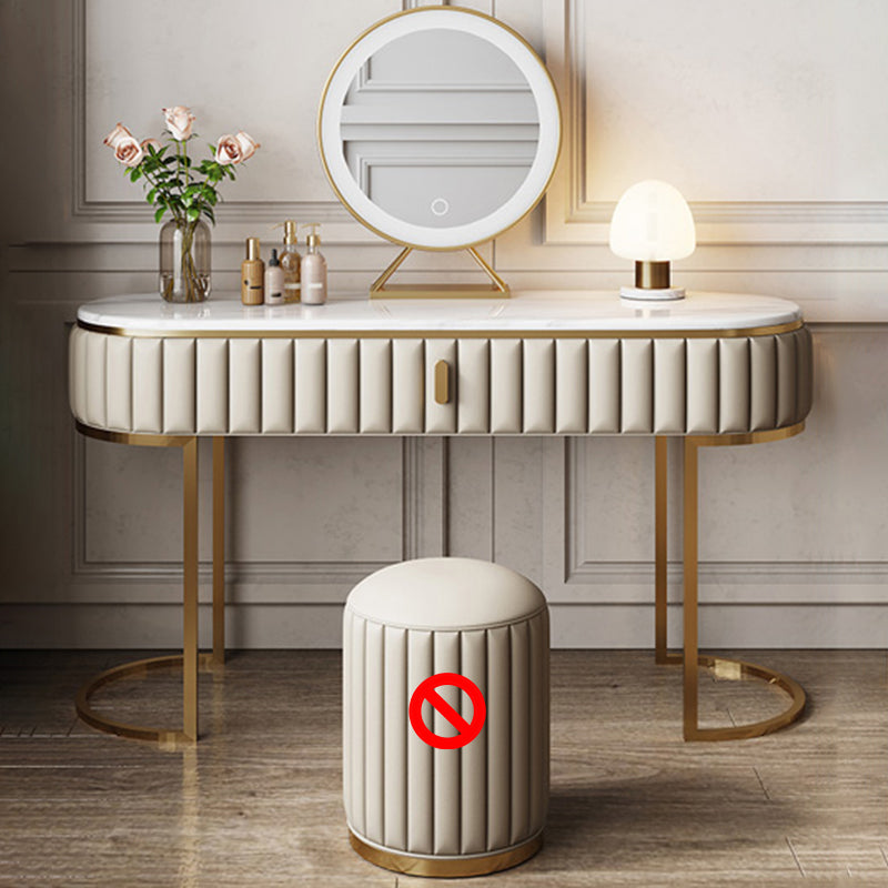 Bedroom Glam Metallic Cream Standing Vanity Dressing Table Set