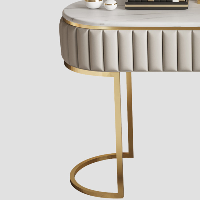 Bedroom Glam Metallic Cream Standing Vanity Dressing Table Set
