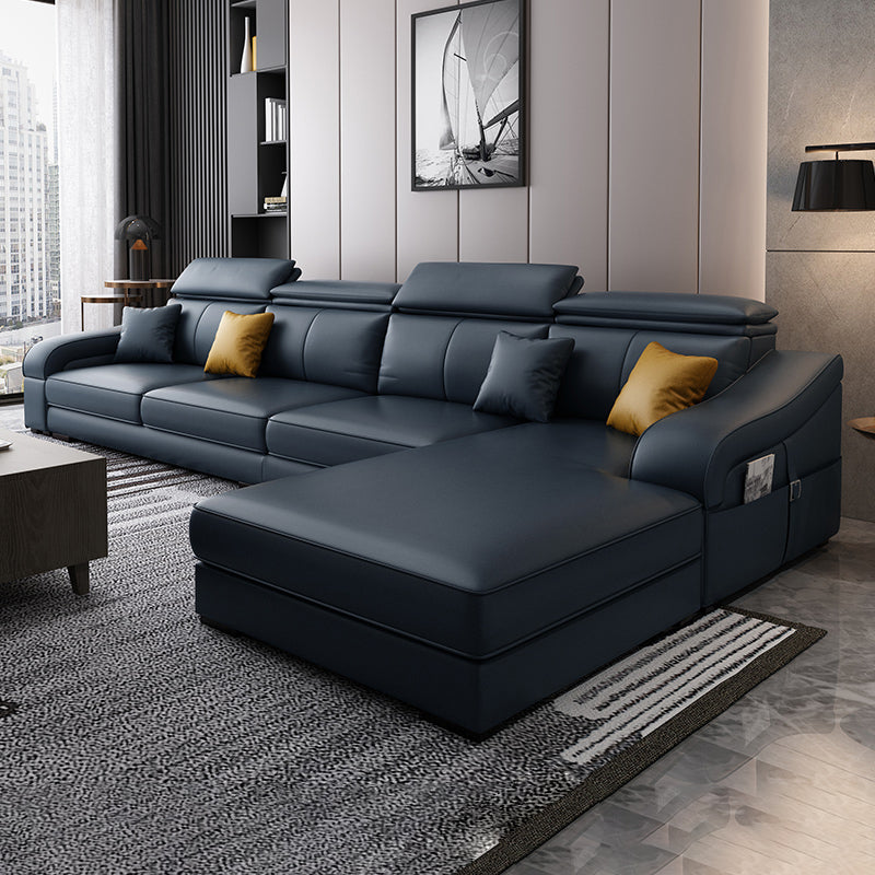 Linen and Faux Leather Reversible Modular L-Shape Furniture Sectionals