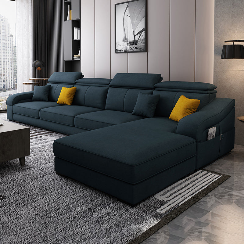 Linen and Faux Leather Reversible Modular L-Shape Furniture Sectionals