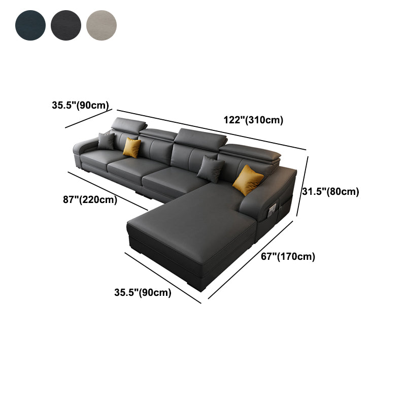 Linen and Faux Leather Reversible Modular L-Shape Furniture Sectionals