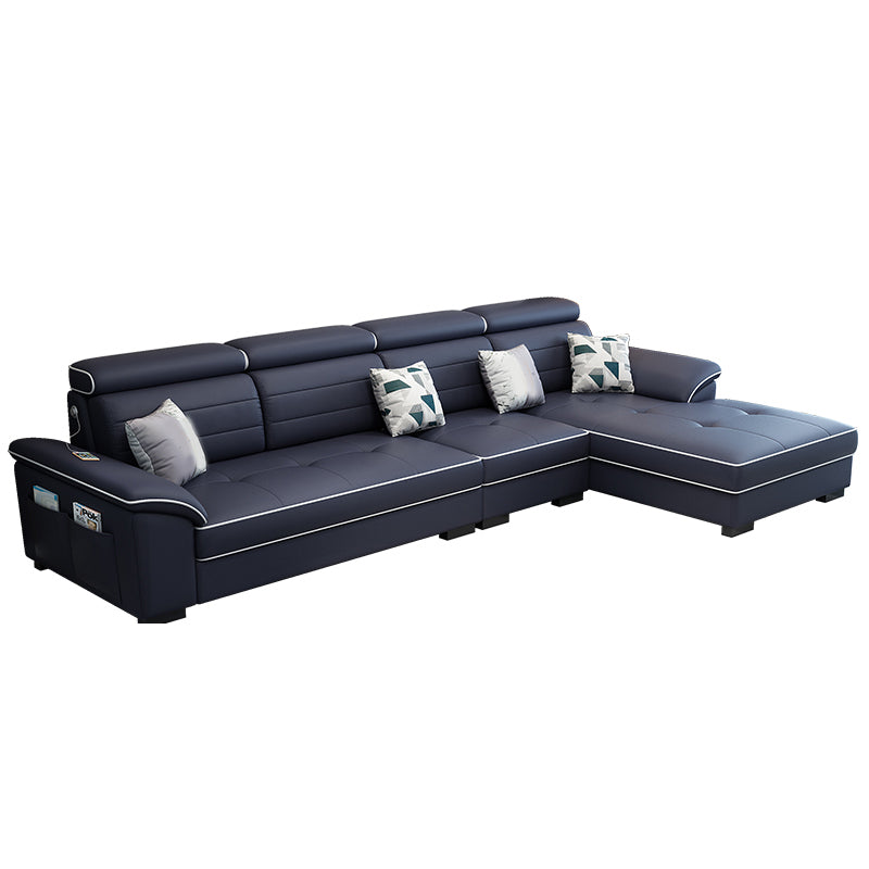 Contemporary Linen and Faux Leather L-Shape Furniture Sectionals