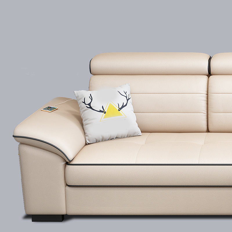 Contemporary Linen and Faux Leather L-Shape Furniture Sectionals