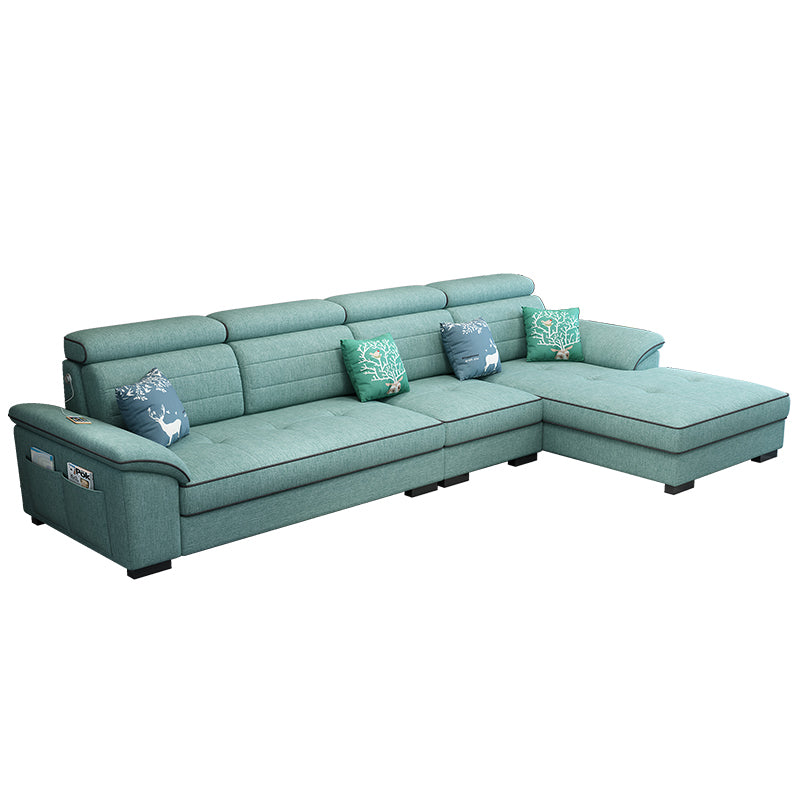 Contemporary Linen and Faux Leather L-Shape Furniture Sectionals