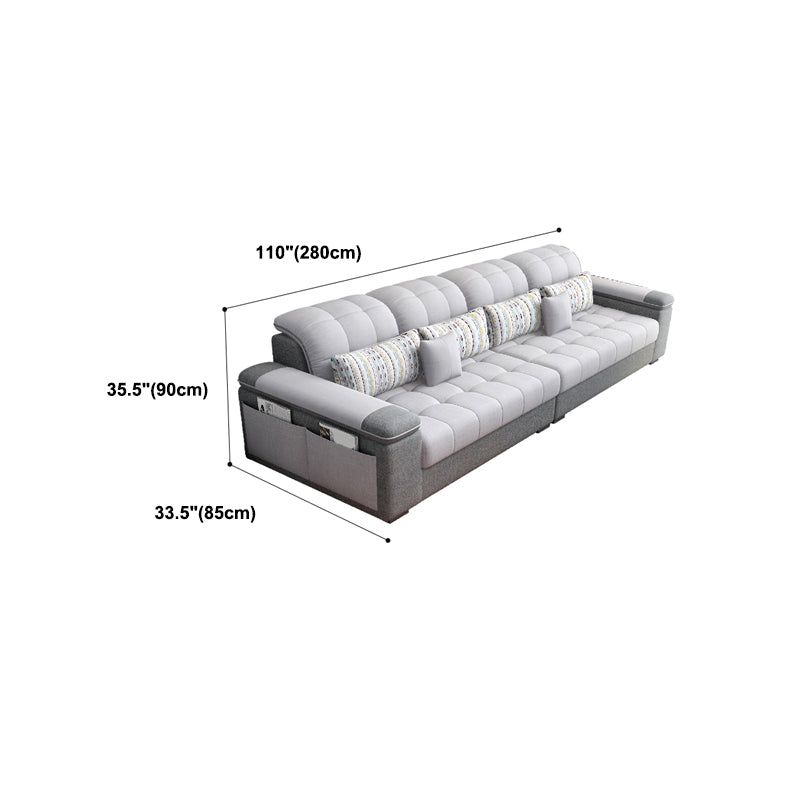 Contemporary Pillow Top Arm Furniture Sectionals in Grey for 3/4/5 People