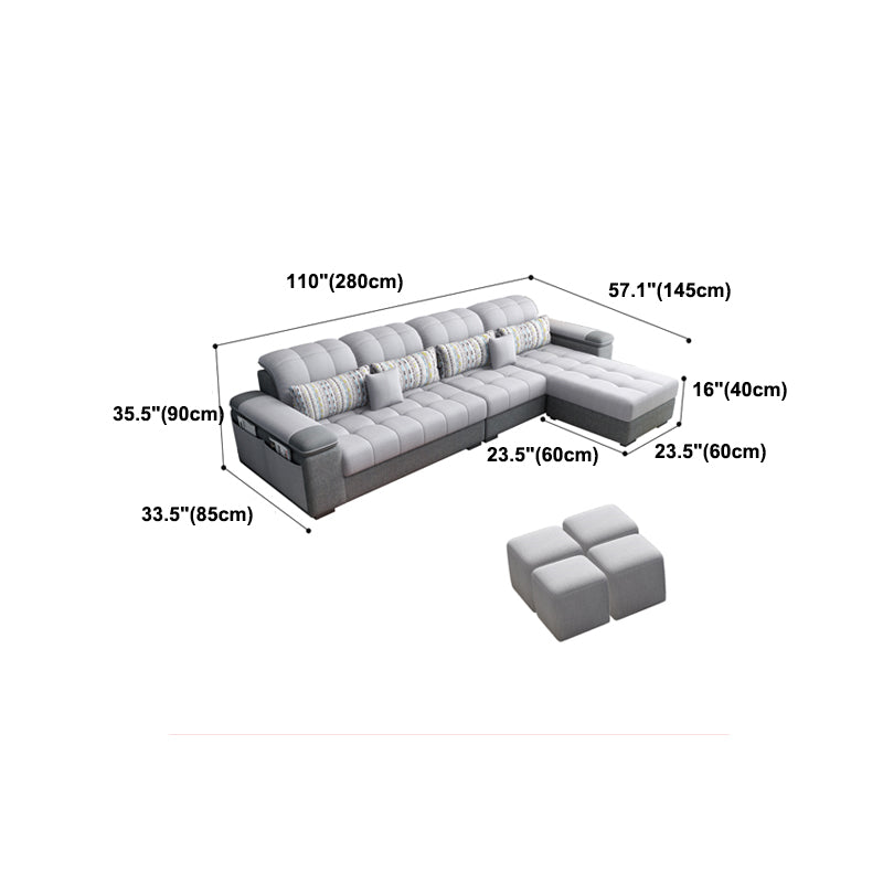 Contemporary Pillow Top Arm Furniture Sectionals in Grey for 3/4/5 People