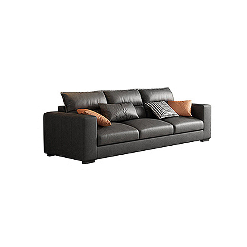 Square Arm Dark Gray Stain-Resistant Faux Leather Modular L-Shape Sofa