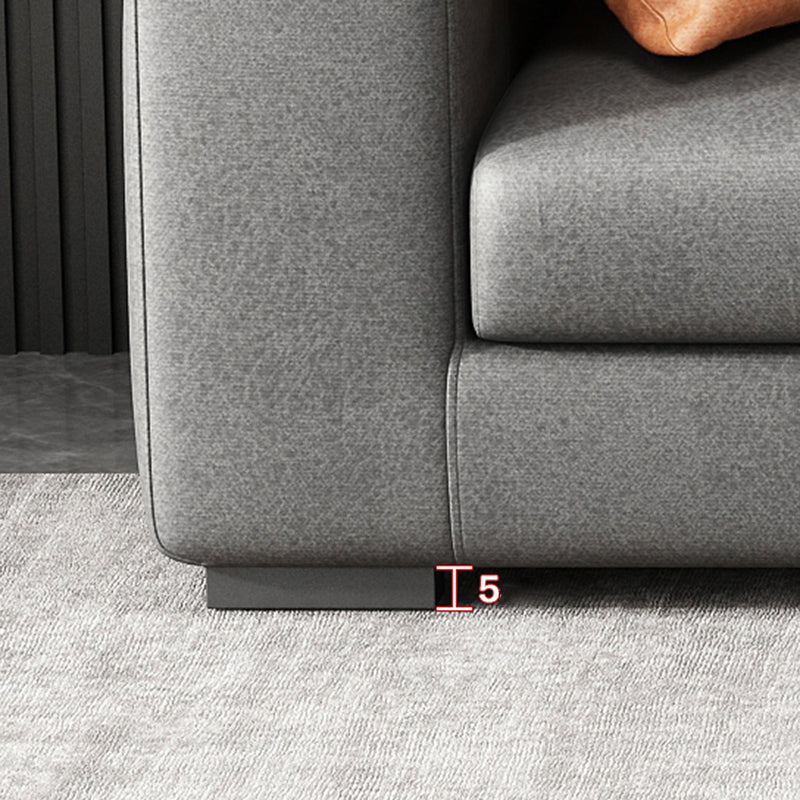 Square Arm Dark Gray Stain-Resistant Faux Leather Modular L-Shape Sofa