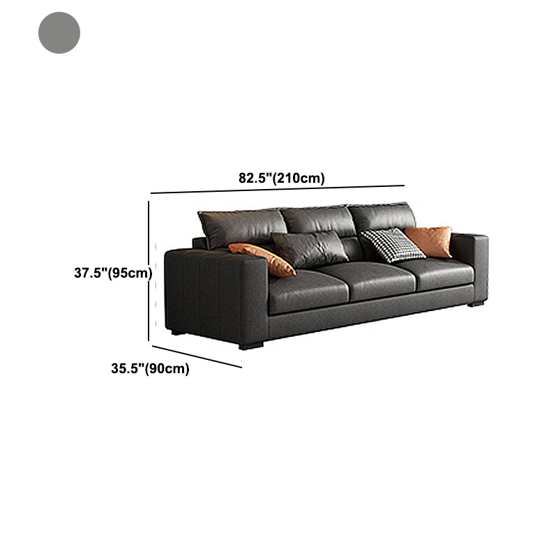 Square Arm Dark Gray Stain-Resistant Faux Leather Modular L-Shape Sofa
