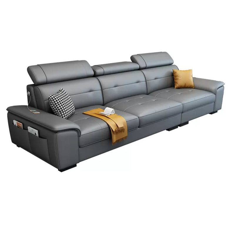 Scandinavian Faux Leather Sectional/sofa with Pillow Top Arm
