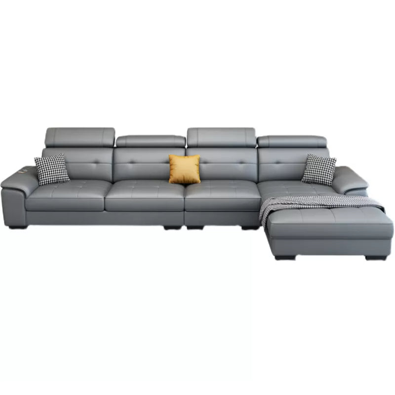 Scandinavian Faux Leather Sectional/sofa with Pillow Top Arm