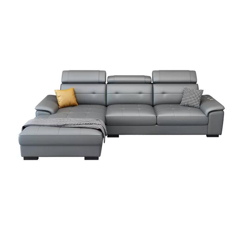 Scandinavian Faux Leather Sectional/sofa with Pillow Top Arm