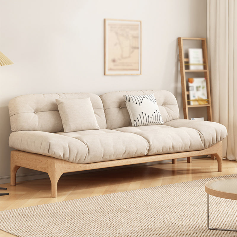 Contemporary Tufted Back Settee Armless Standard Sofa with Slipcover