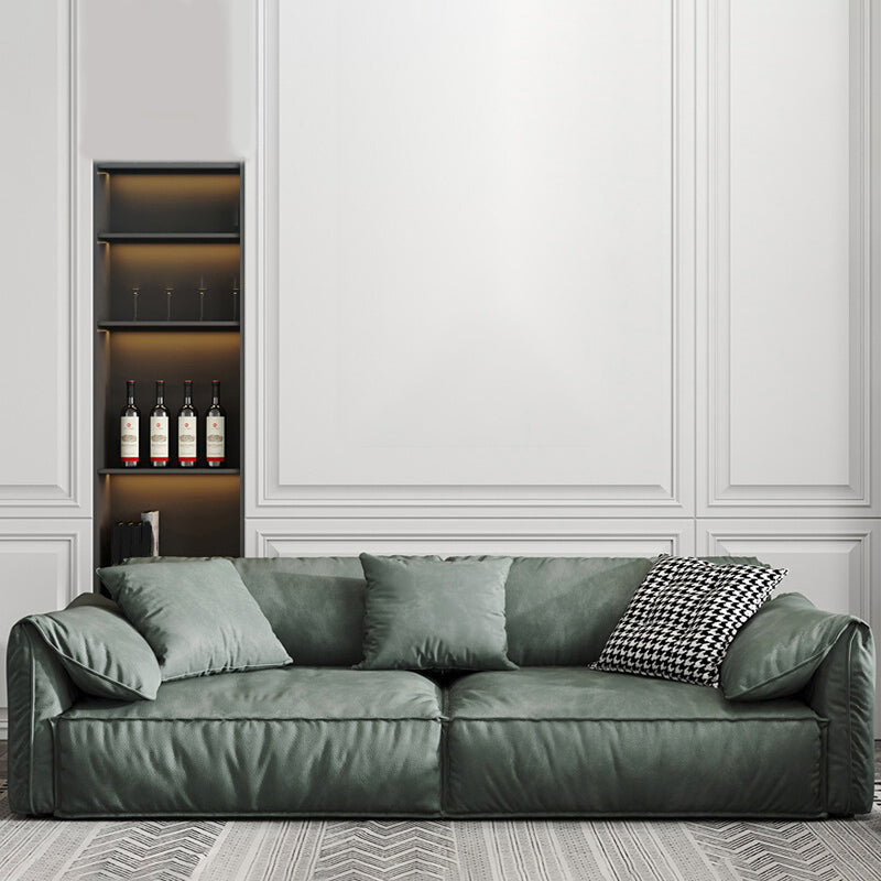 Stationary Living Room Pillow Top Arm Standard Cushions Green Modern Sofa