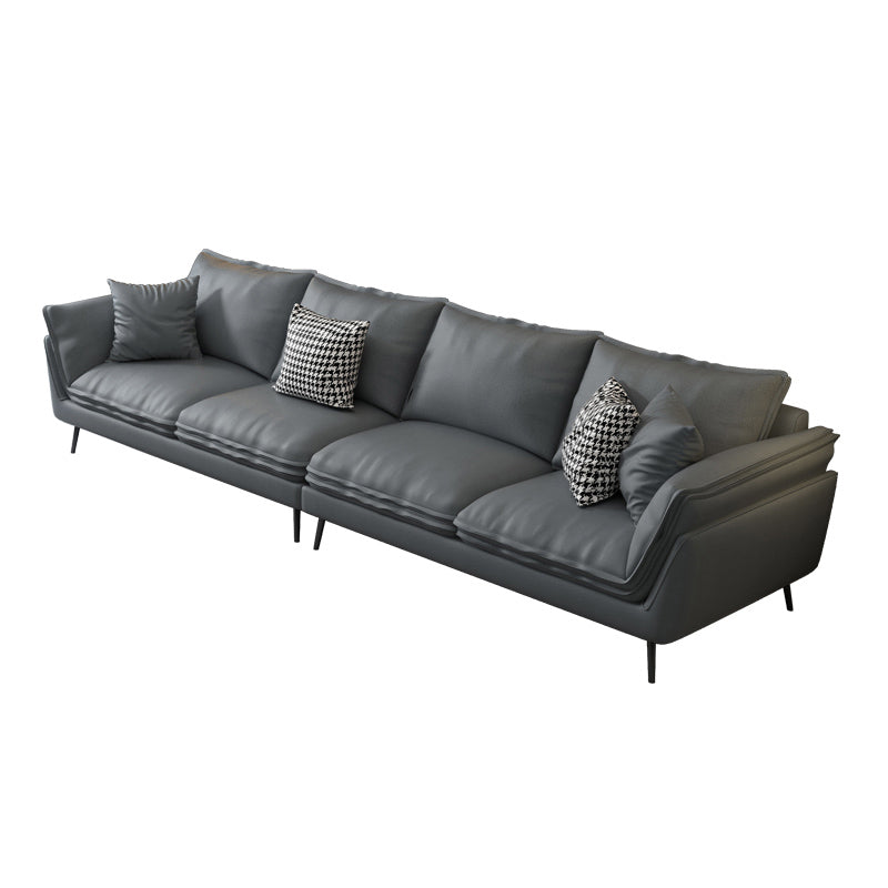 Contemporary Cushions Standard Recessed Arm Living Room Faux Leather Sofa