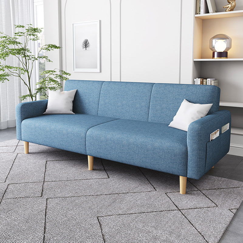 Contemporary Square Arm Sofa Couch Faux Leather/Linen Settee Couch