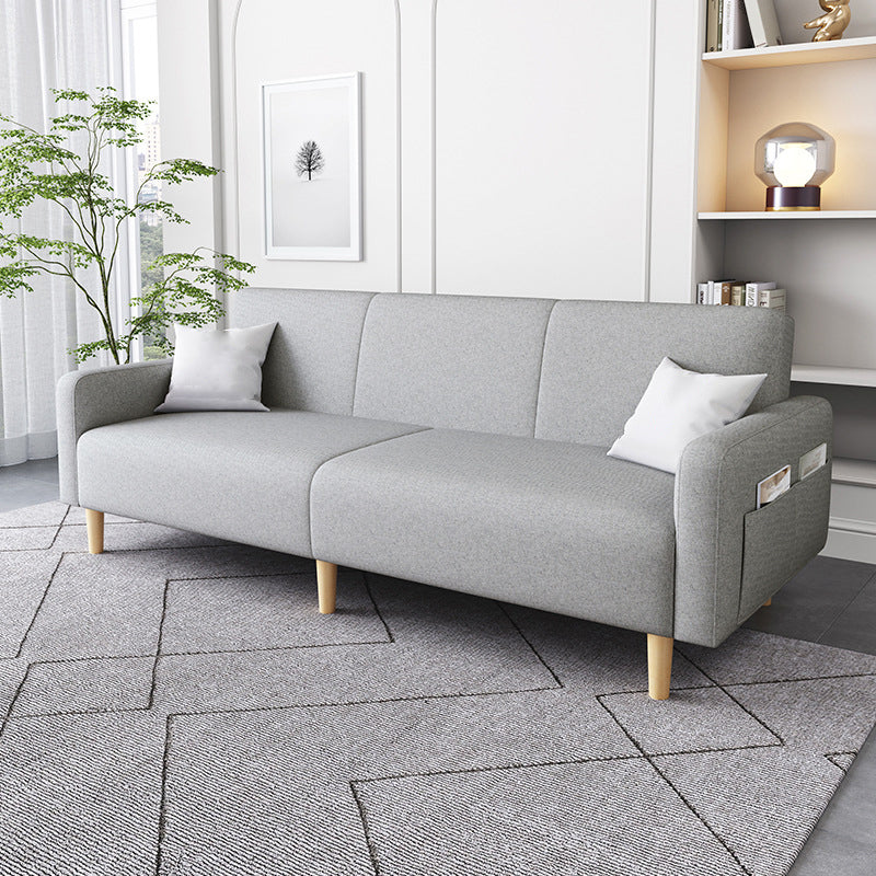 Contemporary Square Arm Sofa Couch Faux Leather/Linen Settee Couch