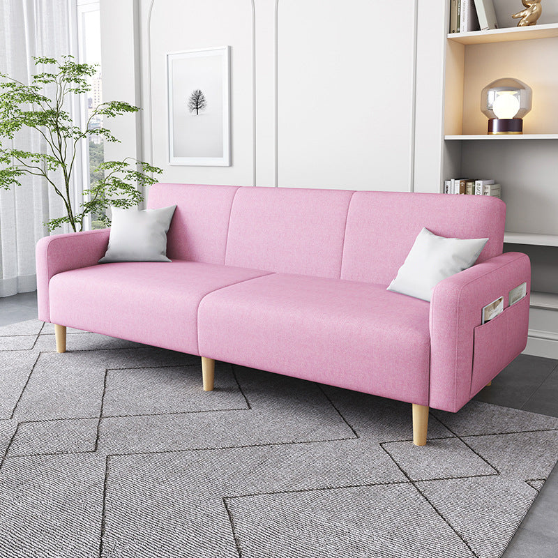 Contemporary Square Arm Sofa Couch Faux Leather/Linen Settee Couch