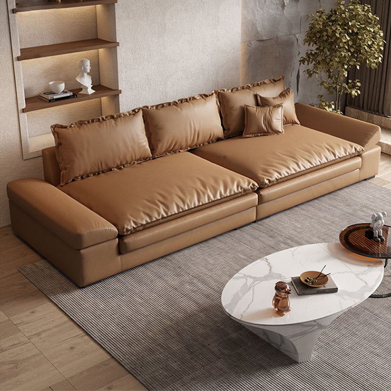 Contemporary Dark Brown Cushions Standard Square Arm Seating