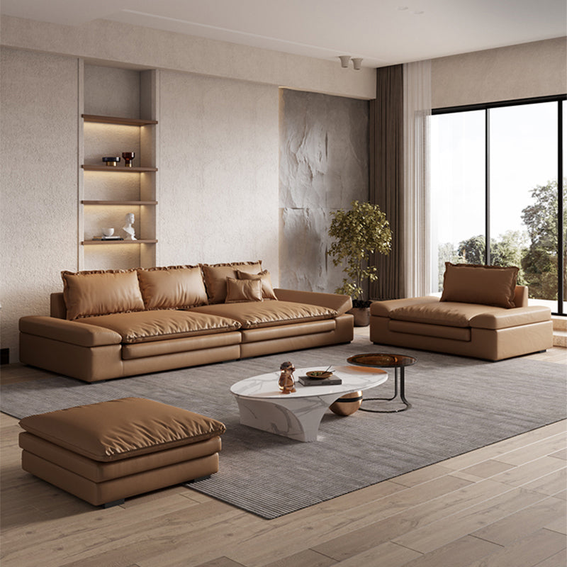 Contemporary Dark Brown Cushions Standard Square Arm Seating