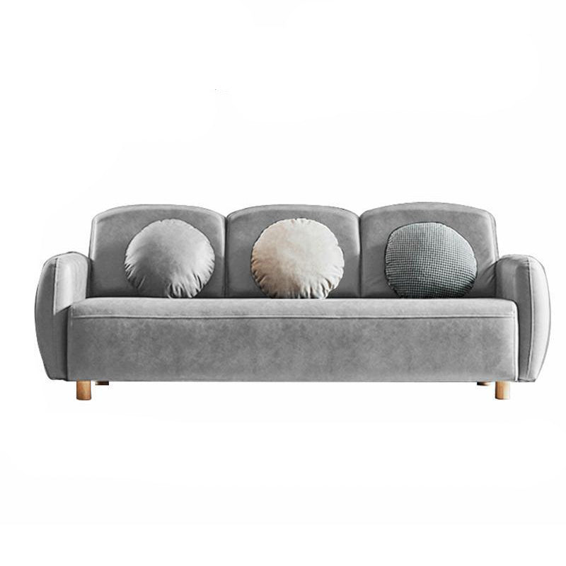 Velvet and Faux Leather Sofa Couch Sewn Pillow Back Settee Couch