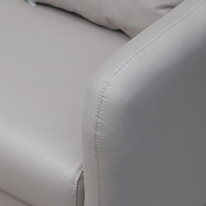 Scandinavian 3-seater Faux Leather Sofa Pillow Back Couch with Tuxedo Arm
