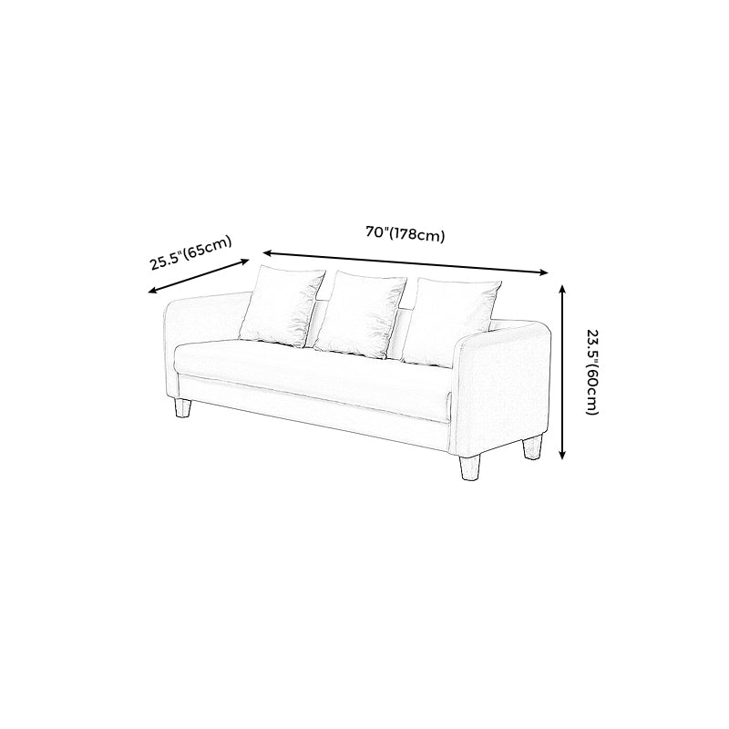 Scandinavian 3-seater Faux Leather Sofa Pillow Back Couch with Tuxedo Arm